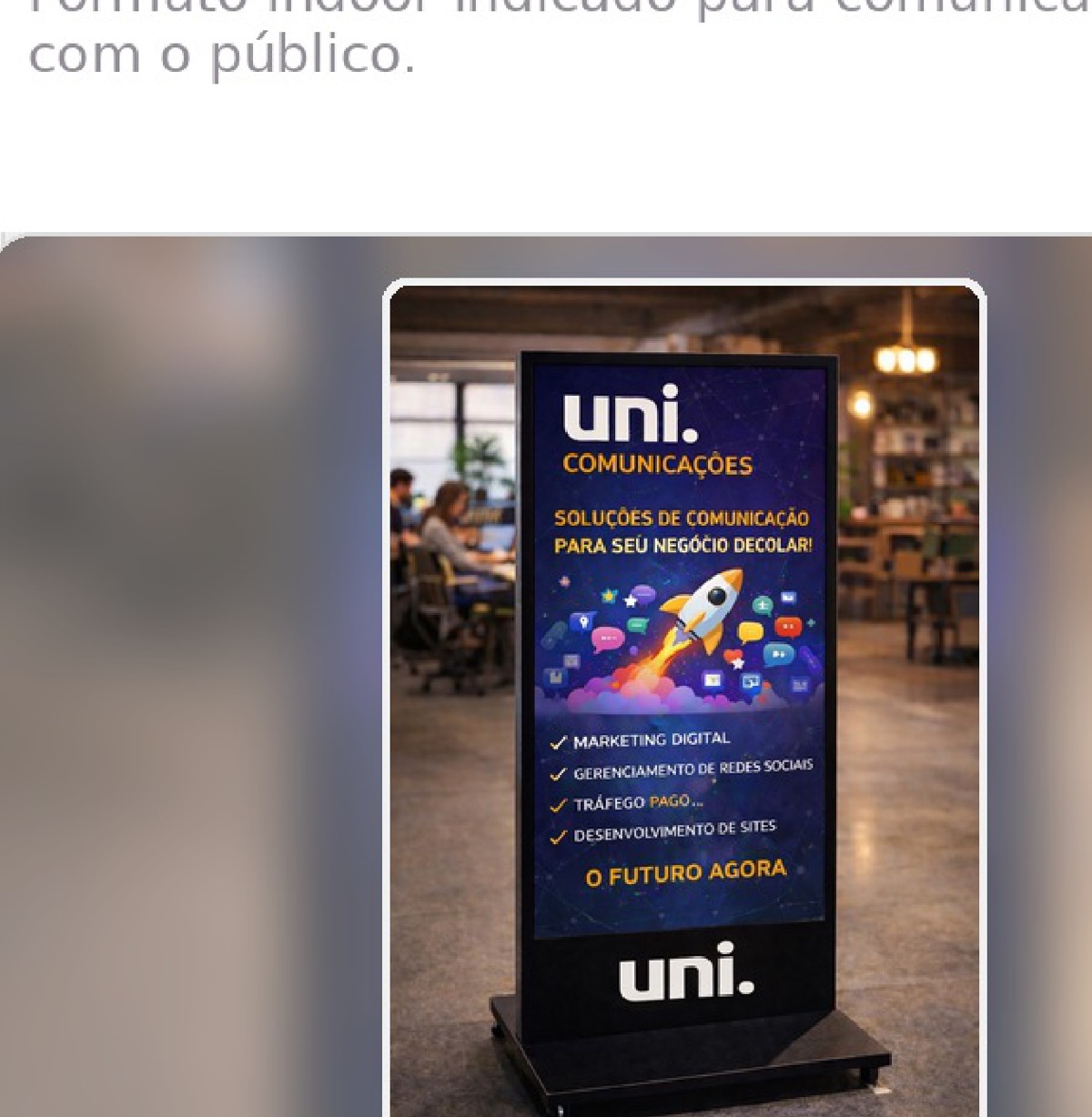 Totem touch da uni. em ambiente indoor